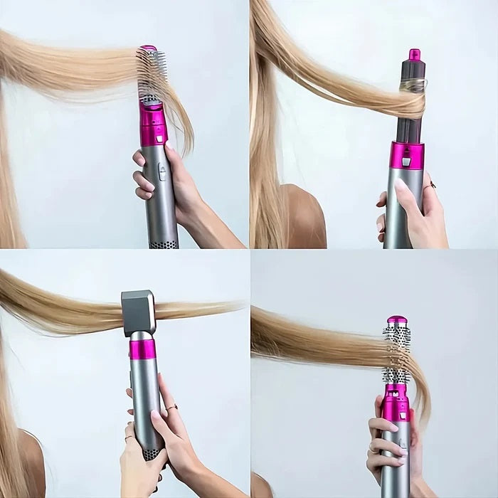 Secador Iónico Leafless Hair - Cepillo 5 en 1 (Seca, Alisa, Riza, Moldea y Ondula)