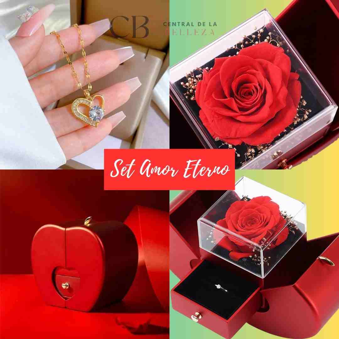Set Amor Eterno - Caja de rosa + collar | Regalo de San Valentín